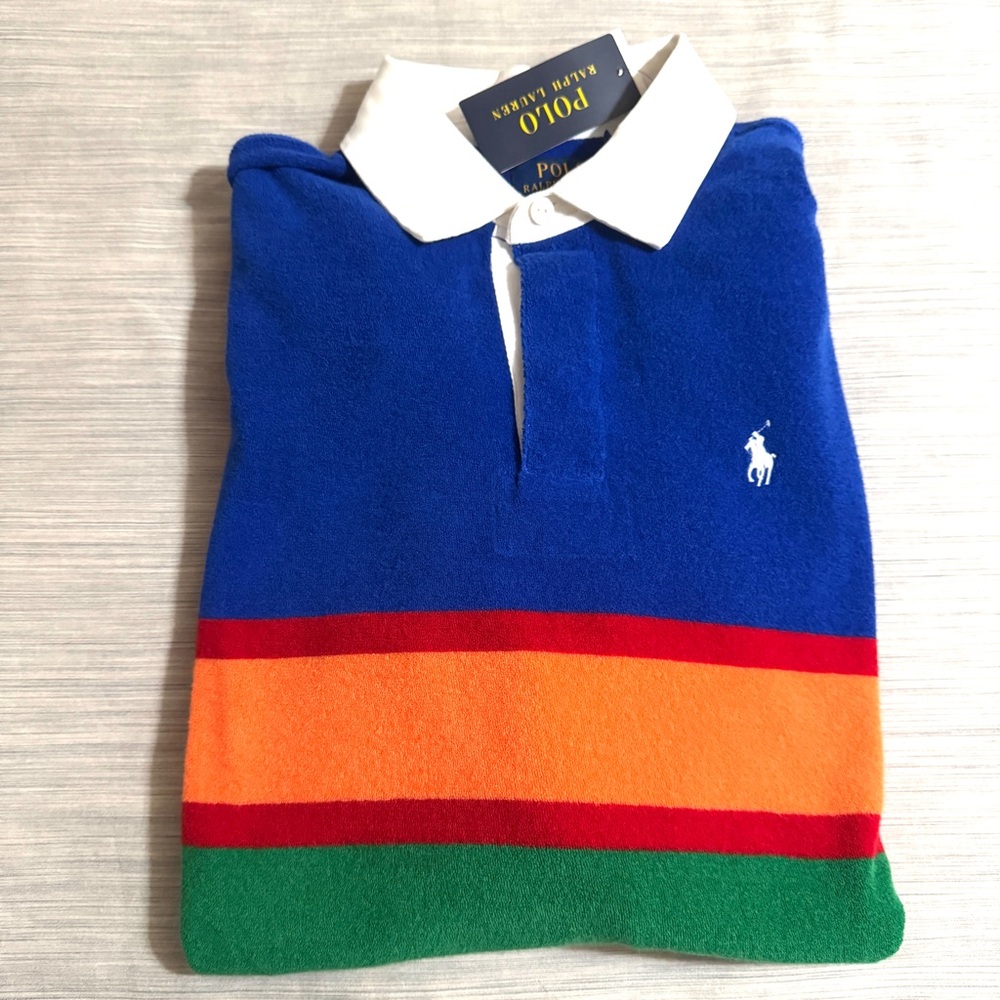 Polo Ralph Lauren Classic Fit Striped Terry Rugby Shirt 🔥🔥🔥